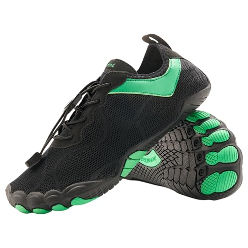 Freiluftkind Das Original – Kokoda rutschfeste Barfußschuhe (Schwarz & Grün/Größe EU 47) – Der perfekte Barfußschuh für Dein Abenteuer – Barfusslaufschuhe Barfuss Schuhe Barefoot Shoes von Freiluftkind