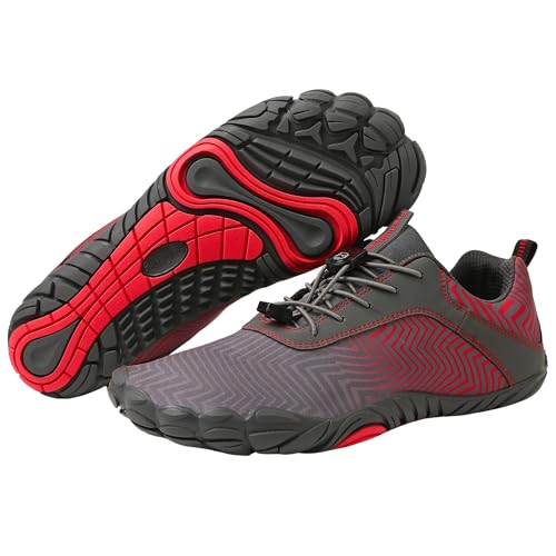 Freiluftkind Das Original – Overland Wasserabweisende & gefütterte Barfußschuhe (Rot / 44) – Unisex Barfussschuhe Winter von Freiluftkind