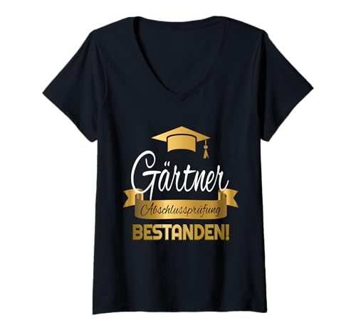 Damen Gärtner I Duale Ausbildung I Prüfung Bestanden Ausgelernt T-Shirt mit V-Ausschnitt Damen Gärtner I Duale Ausbildung I Prüfung Bestanden Ausgelernt T-Shirt mit V-Ausschnitt von Freisprechung Feier 2025 Ausbildung Geschenke Deko