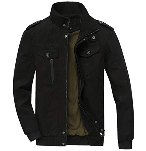 Freitop Jacke Herren Softshell mit Stehkragen Übergröße Übergangs Jacke Kurz Mantel Herrenjacke Trenchcoat Slim fit Jacket Winterjacke Feldjacke für Business Jungen Frühling Herbst Winter Schwarz von Freitop