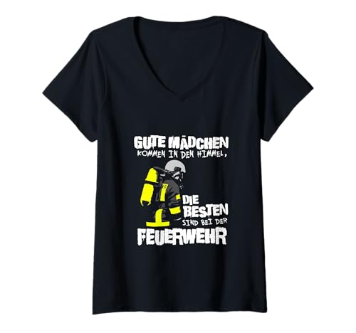 Damen Die Besten Mädchen Feuerwehr Spruch Feuerwehrfrau T-Shirt mit V-Ausschnitt Damen Die Besten Mädchen Feuerwehr Spruch Feuerwehrfrau T-Shirt mit V-Ausschnitt von Freiwillige & Berufsfeuerwehr Motive für Frauen