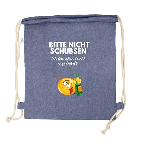 Turnbeutel "Bitte nicht schubsen ich bin schon leicht angetüdelt" Party Festival Beutel Fitness Sport Spruch lustig - Für Weihnachten von FremiBag