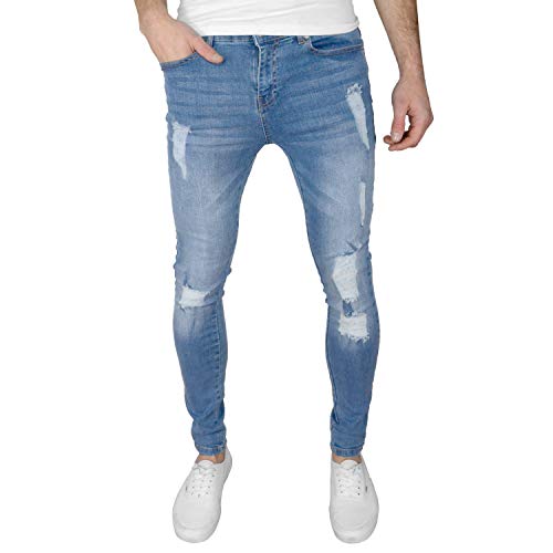 Fremont & Harris Razor Herren Ripped Super Skinny Fit Stretch Denim Jeans, hell, 30 W/32 L von Fremont & Harris