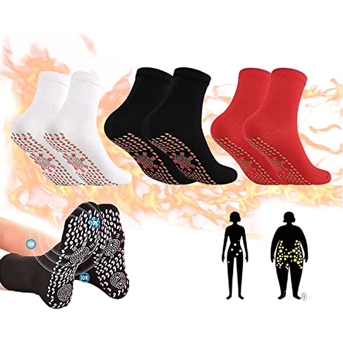 Frenaki 3 Paar AFIZ Turmalin-Gesundheitssocken zum Abnehmen, 2023 Neue selbsterwärmende Turmalin-Akupressur-Formsocken, Unisex-Lymphvity-Reflexzonensocken (Mischen) von Frenaki