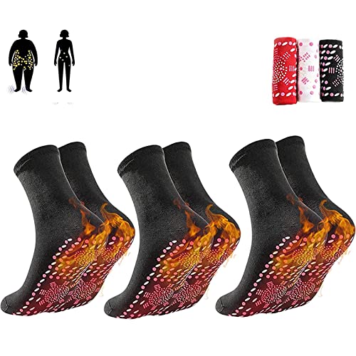 Frenaki 3 Paar AFIZ Turmalin-Gesundheitssocken zum Abnehmen, 2023 Neue selbsterwärmende Turmalin-Akupressur-Formsocken, Unisex-Lymphvity-Reflexzonensocken (Schwarz) von Frenaki