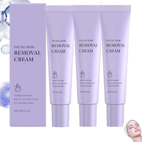 Hydrateologische Gesichtsbehördecreme, sanfte und schmerzfreie Gesichtshaarentfernungscreme, depilatorische Creme empfindliche Haut, Gesicht und Körperdepilatorien für Frauen (3Pcs) von Frenaki