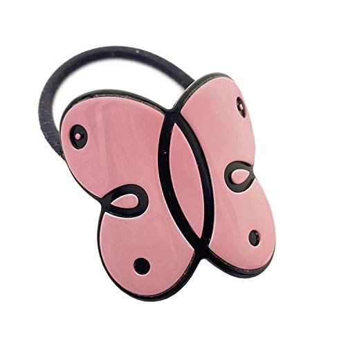 French Amie Haargummi für Damen und Mädchen, Schmetterling, Rosa mit schwarzem Rand, 3,5 cm, Zelluloid, handgefertigt, Pferdeschwanz, elastisch French Amie Haargummi für Damen und Mädchen, Schmetterling, Rosa mit schwarzem Rand, 3,5 cm, Zelluloid, handgefertigt, Pferdeschwanz, elastisch von French Amie