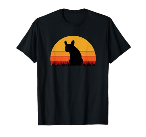 Frenchie Französische Bulldogge – Hund Papa Mama Retro Sonnenuntergang T-Shirt von French Bulldog Apparel for Men Women Kids by RJ