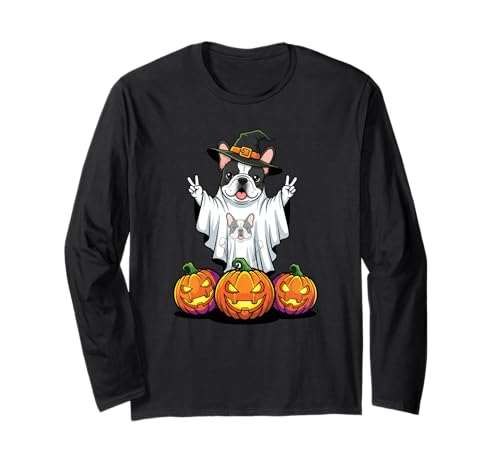 Französische Bulldogge Geist Kürbis Boo Halloween Kinder Herren Damen Langarmshirt Französische Bulldogge Geist Kürbis Boo Halloween Kinder Herren Damen Langarmshirt von French Bulldog Dog Halloween Ghost Pumpkin Outfits