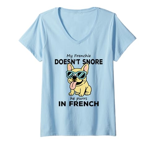 Damen Schnurrender Frenchie Lustiger Witz über Besitzer Einer französischen Bulldogge T-Shirt mit V-Ausschnitt Damen Schnurrender Frenchie Lustiger Witz über Besitzer Einer französischen Bulldogge T-Shirt mit V-Ausschnitt von French Bulldog Funny Gags