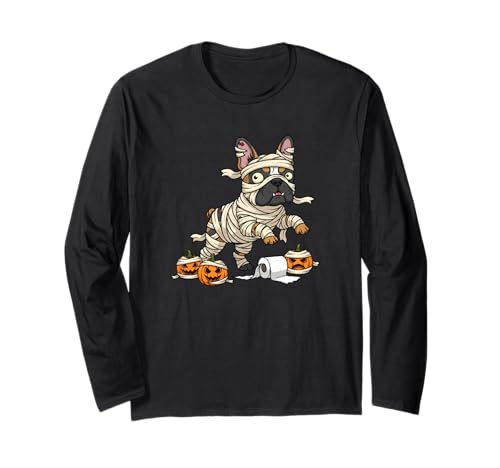 Französische Bulldogge Mumie Kürbis Halloween Kinder Herren Damen Langarmshirt Französische Bulldogge Mumie Kürbis Halloween Kinder Herren Damen Langarmshirt von French Bulldog Lovers Halloween Outfits Boy Girl