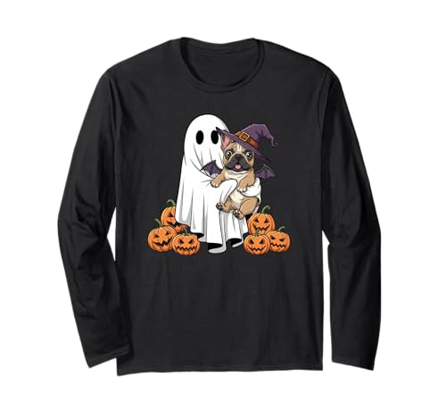 Ghost Französische Bulldogge Kürbis Halloween Kinder Herren Damen Langarmshirt Ghost Französische Bulldogge Kürbis Halloween Kinder Herren Damen Langarmshirt von French Bulldog Lovers Halloween Outfits Boy Girl