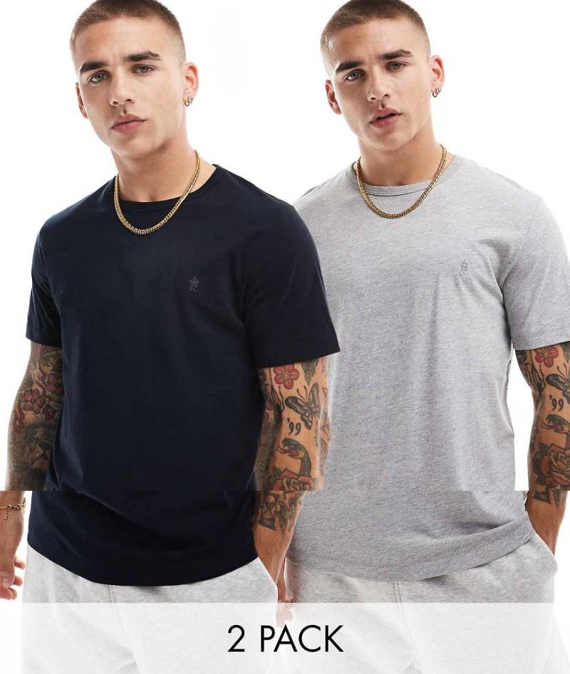 French Connection - 2er-Pack T-Shirts in Marineblau und Grau-Bunt von French Connection Mens