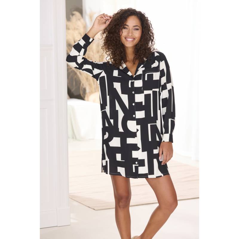 FRENCH CONNECTION Damen Nachthemd schwarz-weiß-gemustert Gr.48 von French Connection