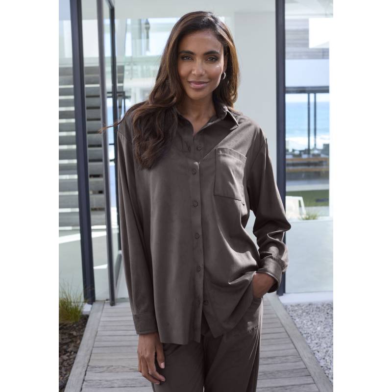 FRENCH CONNECTION Langarmhemd Damen dunkelbraun Gr.44/46 von French Connection