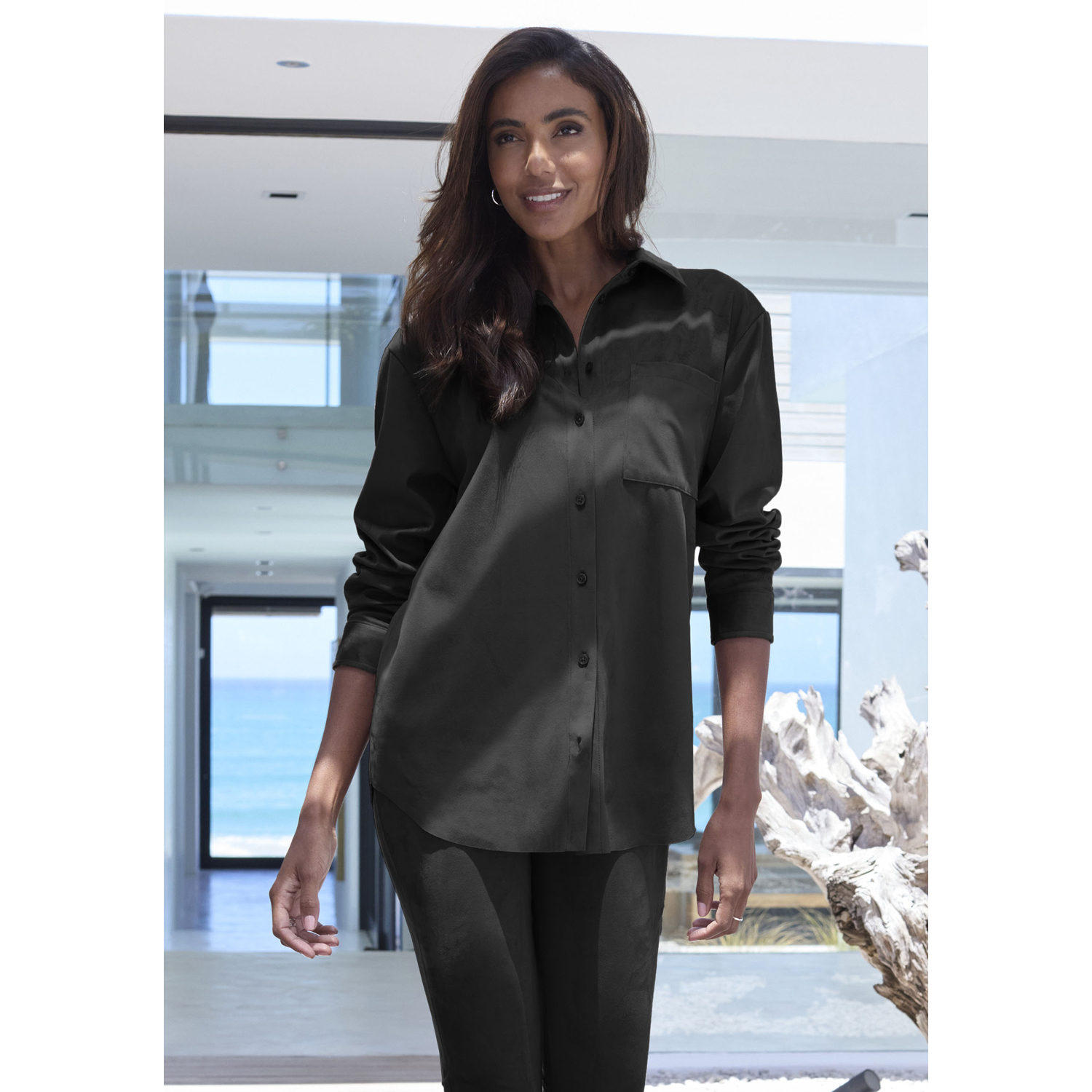 FRENCH CONNECTION Langarmhemd Damen schwarz Gr.40/42 von French Connection