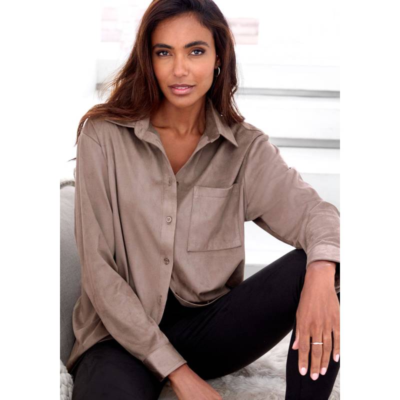 FRENCH CONNECTION Langarmhemd Damen taupe Gr.32/34 von French Connection