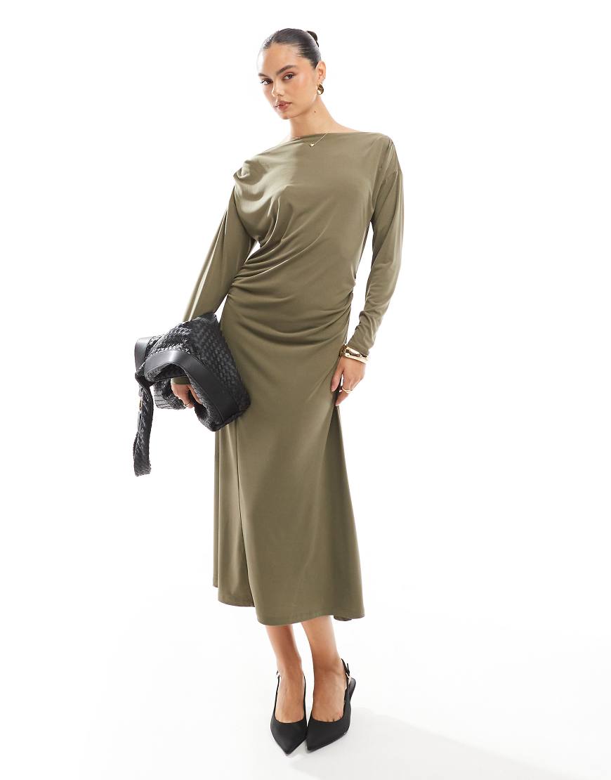 French Connection - Anschmiegsames Midikleid aus Jersey in Khaki mit Schlitzausschnitt-Grün French Connection - Anschmiegsames Midikleid aus Jersey in Khaki mit Schlitzausschnitt-Grün von French Connection