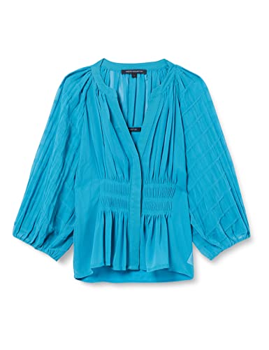 French Connection Damen Cora Plissiertes Smock-Top Bluse, Mosaikblau, X-Large von French Connection