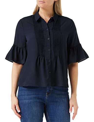 French Connection Damen Crepe Light Pin Tuck Shirt Hemd mit Button-Down-Kragen, Marineblau, M von French Connection