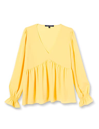 French Connection Damen Crepe Light V Neck Top Bluse, gelbbraun, X-Large von French Connection