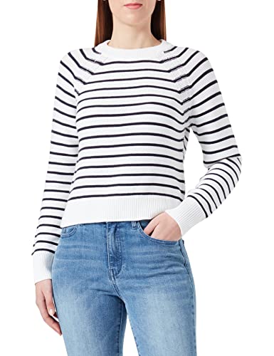 French Connection Damen Lillie Mozart Rundhalsausschnitt Pullover, Sommerweiß/Utility Blue, L von French Connection