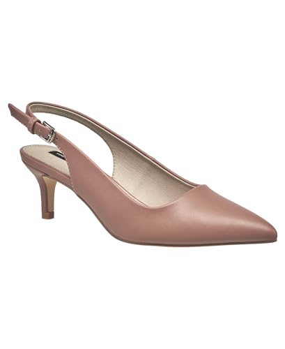 French Connection Damen Slingback Pointed Toe Heels - Mid Heel Kleid Schuhe mit verstellbarem Riemen, Dkmau, 37.5 EU von French Connection