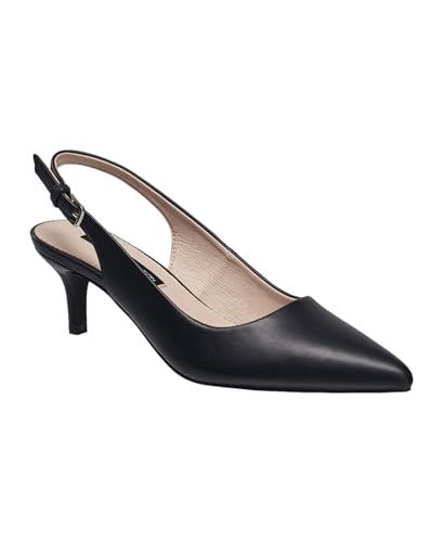 French Connection Damen Slingback Pointed Toe Heels - Mid Heel Kleid Schuhe mit verstellbarem Riemen, Schwarz, 39.5 EU von French Connection