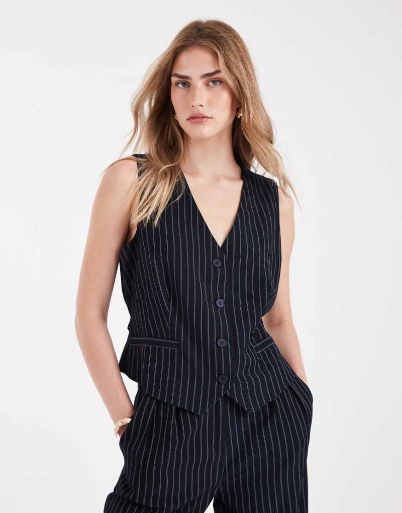 French Connection - Elegante Weste in Marineblau mit Nadelstreifen, Kombiteil-Bunt von French Connection