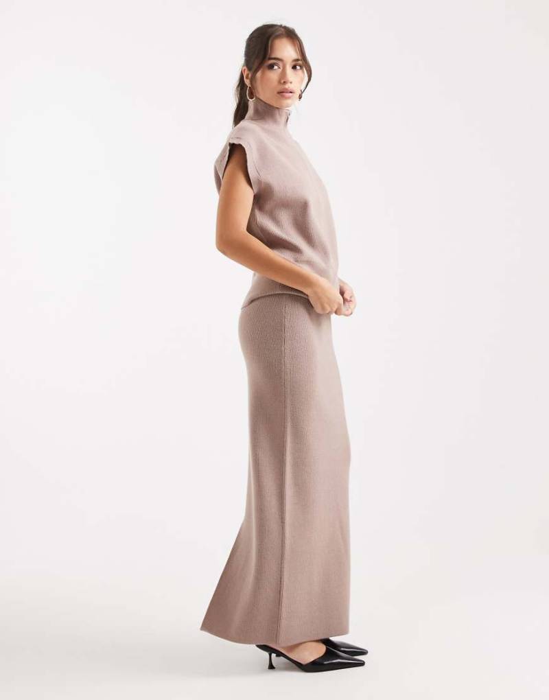 French Connection - Gestrickter Midi-Schlauchrock in Taupe, Kombiteil-Neutral von French Connection