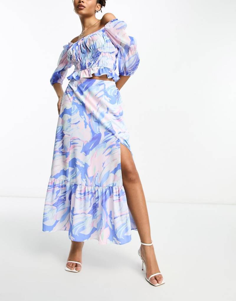 French Connection - Gestufter Maxirock in Marmor, Kombiteil-Bunt von French Connection