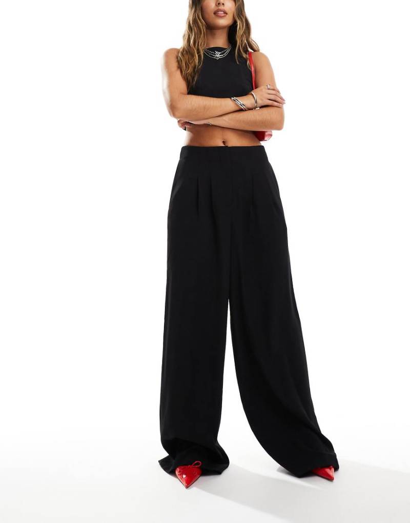 French Connection - Harrie - Anzughose in Schwarz mit weitem Bein von French Connection
