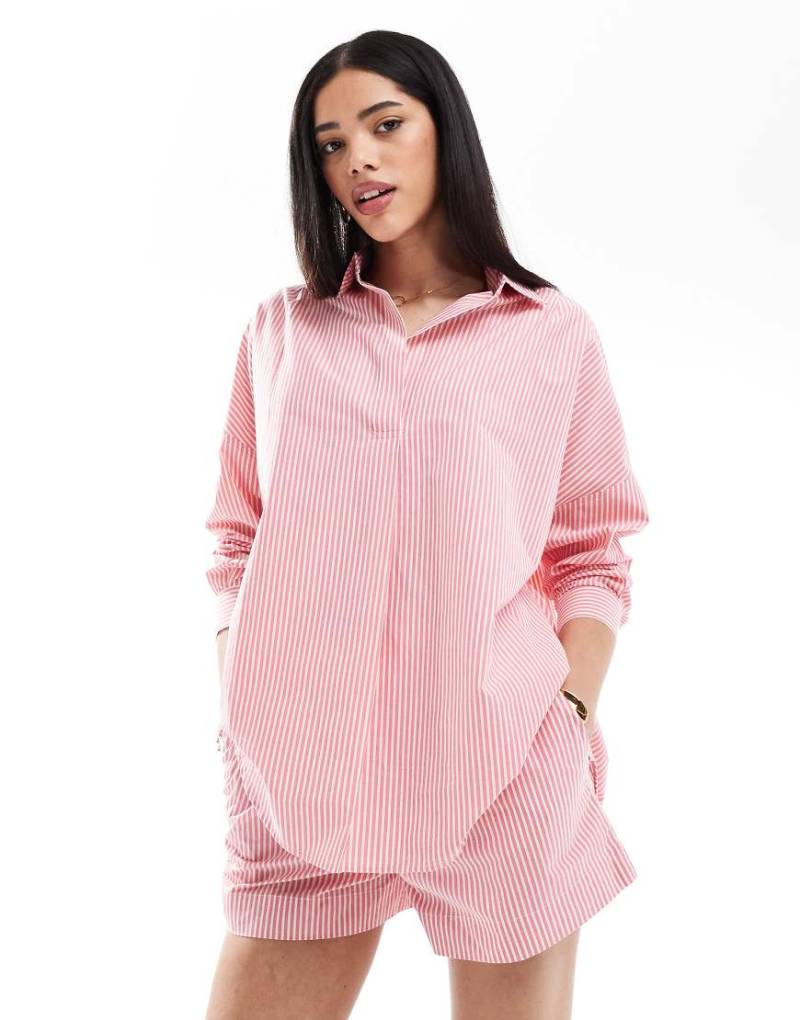 French Connection - Hemd aus Popeline mit Streifen in Rosa und Weiß, Kombiteil-Bunt von French Connection