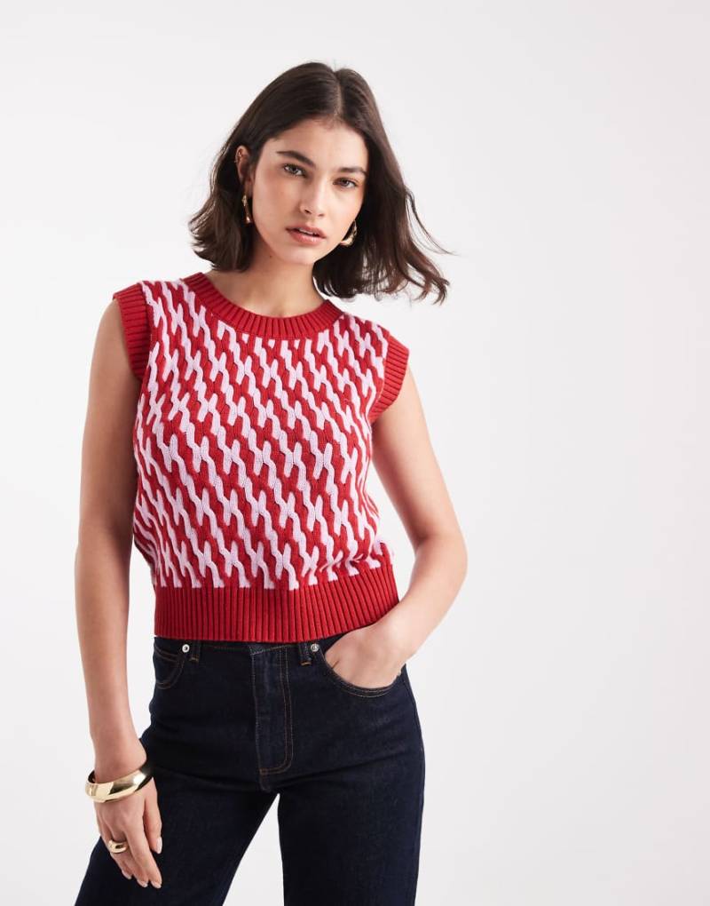 French Connection - Klara - Gestricktes Trägertop in kontrastierendem Lila und Rosa-Bunt von French Connection