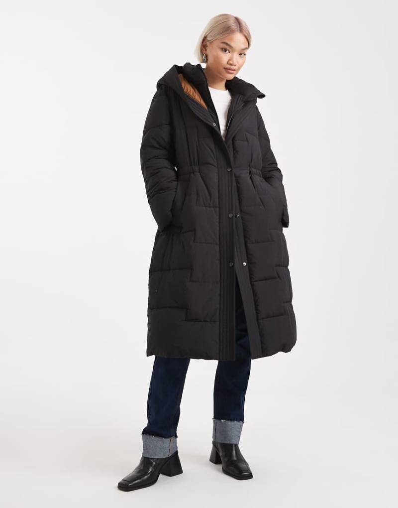 French Connection - Longline-Steppmantel in Schwarz mit Gürtel von French Connection