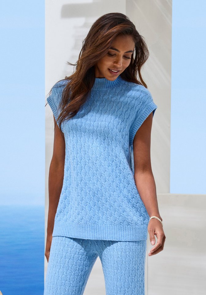 French Connection Pullunder mit Zopfmuster und kleinem Stehkragen, Loungewear von French Connection