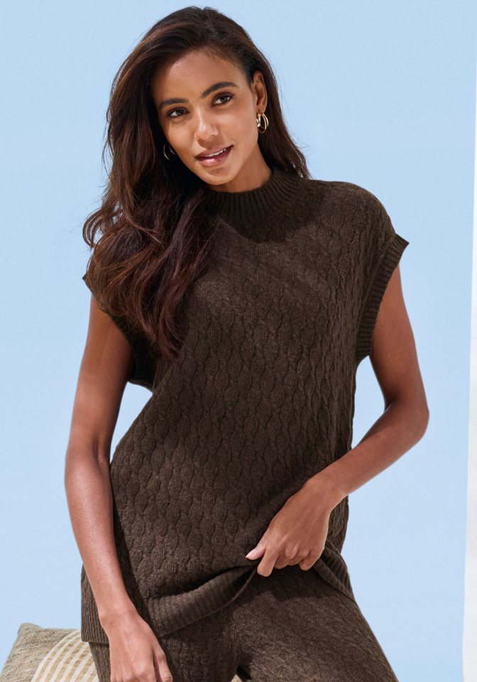 French Connection Pullunder mit Zopfmuster und kleinem Stehkragen, Loungewear von French Connection