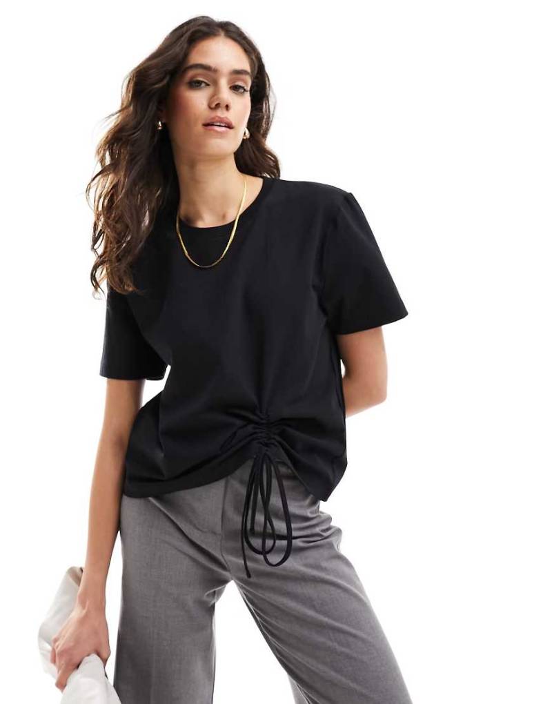 French Connection - Rallie - Gerafftes Baumwoll-T-Shirt in Schwarz von French Connection