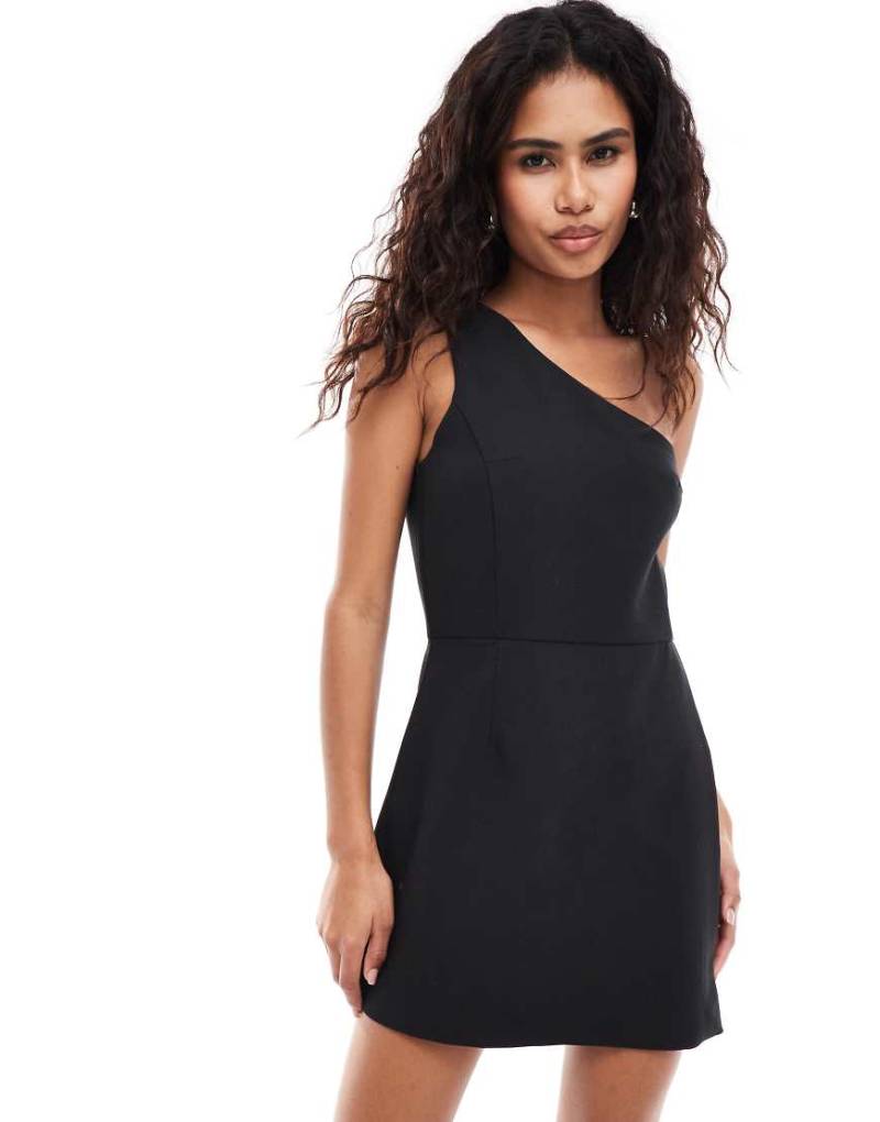 French Connection - Strukturiertes Kleid in Schwarz mit One-Shoulder-Träger von French Connection