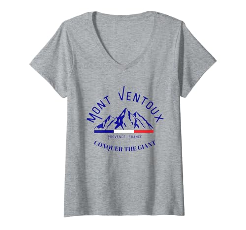 Damen Mont Ventoux, Frankreich, Motivation zum Radfahren T-Shirt mit V-Ausschnitt von French Cycle