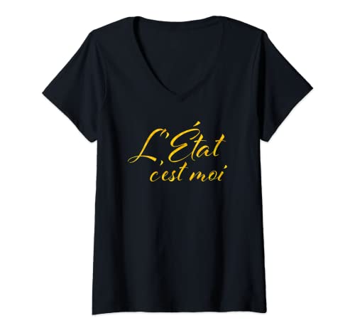 Damen Louis XIV L'Ètat, c'est moi Lustiges Französisch T-Shirt mit V-Ausschnitt Damen Louis XIV L'Ètat, c'est moi Lustiges Französisch T-Shirt mit V-Ausschnitt von French Expressions