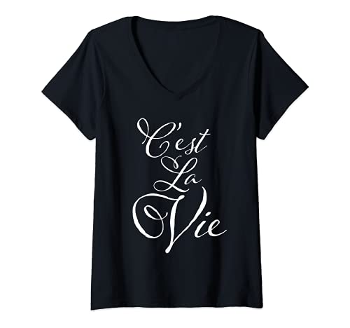 Damen That's Life C'est La Vie Französischer Spruch T-Shirt mit V-Ausschnitt Damen That's Life C'est La Vie Französischer Spruch T-Shirt mit V-Ausschnitt von French Expressions