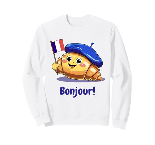 Frankreich Kinder Souvenir Croissant Französischer Spruch Zitat Bonjour Sweatshirt Frankreich Kinder Souvenir Croissant Französischer Spruch Zitat Bonjour Sweatshirt von French Flag Bastille Day Toddlers Teens Boys Girls