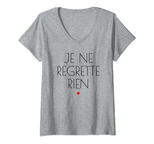 Damen "Je Ne Regrette Rien" – französisches T-Shirt für Piaf-Liebhaber T-Shirt mit V-Ausschnitt Damen "Je Ne Regrette Rien" – französisches T-Shirt für Piaf-Liebhaber T-Shirt mit V-Ausschnitt von French Girls Tees