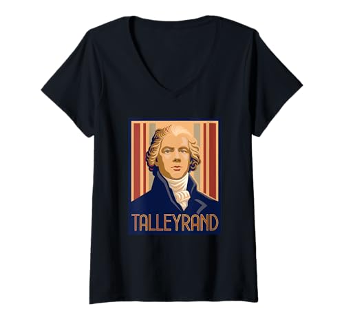 Damen Portrait von Talleyrand T-Shirt mit V-Ausschnitt von French History Gifts