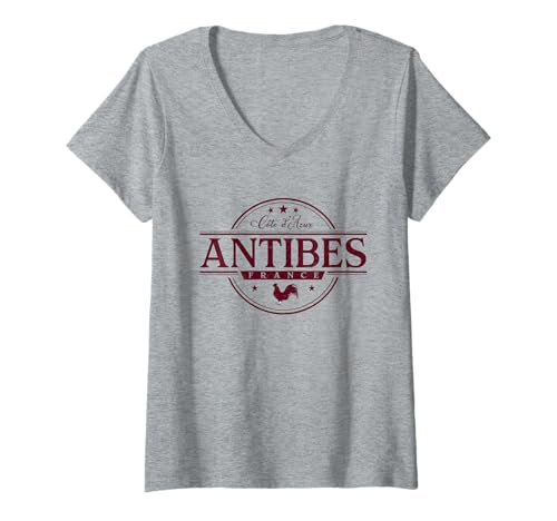 Damen Antibes Frankreich - Etikett Antibes Frankreich T-Shirt mit V-Ausschnitt Damen Antibes Frankreich - Etikett Antibes Frankreich T-Shirt mit V-Ausschnitt von French Souvenir Cos.