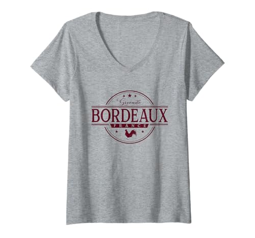 Damen Bordeaux Frankreich - Bordeaux-Frankreich-Label T-Shirt mit V-Ausschnitt Damen Bordeaux Frankreich - Bordeaux-Frankreich-Label T-Shirt mit V-Ausschnitt von French Souvenir Cos.