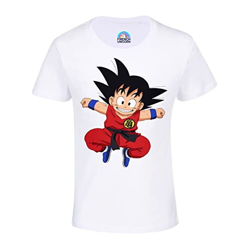 French Unicorn T-Shirt für Kinder, Unisex, Dragon Ball Z, kleiner Son Goku, Manga, Anime, weiß, 6 Jahre von French Unicorn