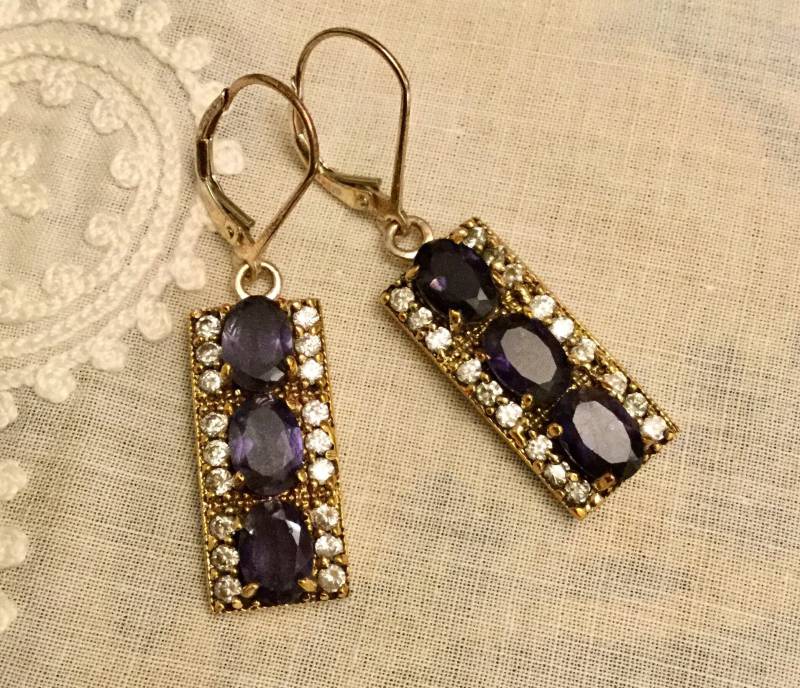 Amethyst Topas Vermeil Sterling Vermeil Vintage Ohrringe - Elegante Echter Amethyst Silber Aus Frankreich Amethyst Topas Vermeil Sterling Vermeil Vintage Ohrringe - Elegante Echter Amethyst Silber Aus Frankreich von FrenchBoutikVintage