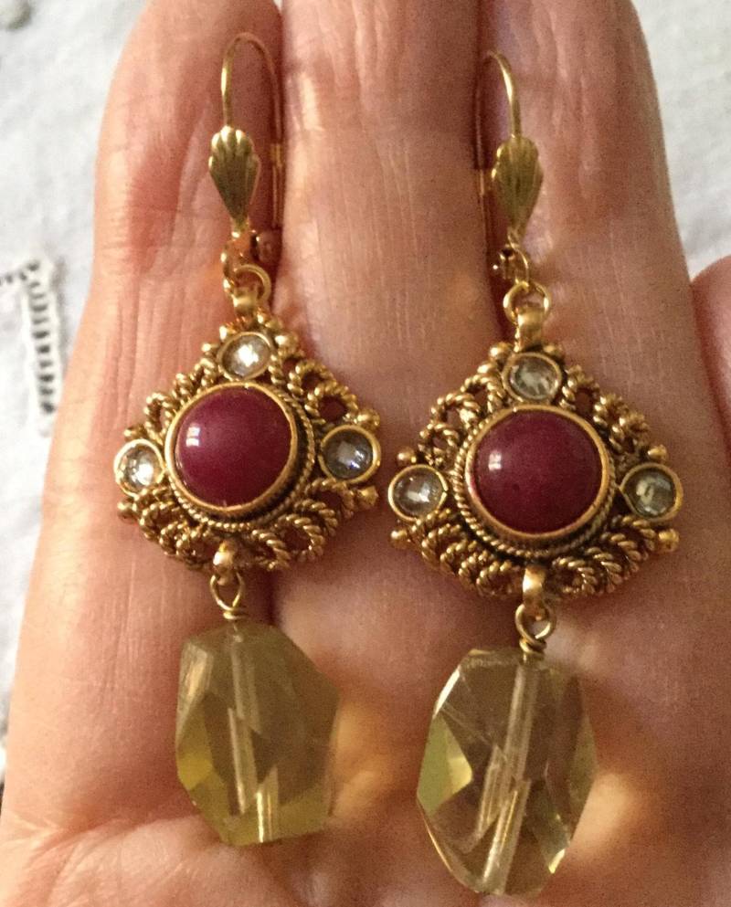 Natürlicher Citrin Filigrane Vergoldete Vintage-Ohrringe - Elegantes Design Natürlicher Toller Citrin Echtes Filigran Aus Frankreich Natürlicher Citrin Filigrane Vergoldete Vintage-Ohrringe - Elegantes Design Natürlicher Toller Citrin Echtes Filigran Aus Frankreich von FrenchBoutikVintage